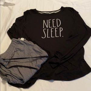 NWT Rae Dunn Need Sleep Pajamas Large